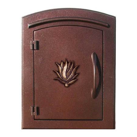 QUALARC Drop Chute Mailbox w/Decorative AGAVE Logo Faceplate, Antique Copper MAN-S-1406-AC